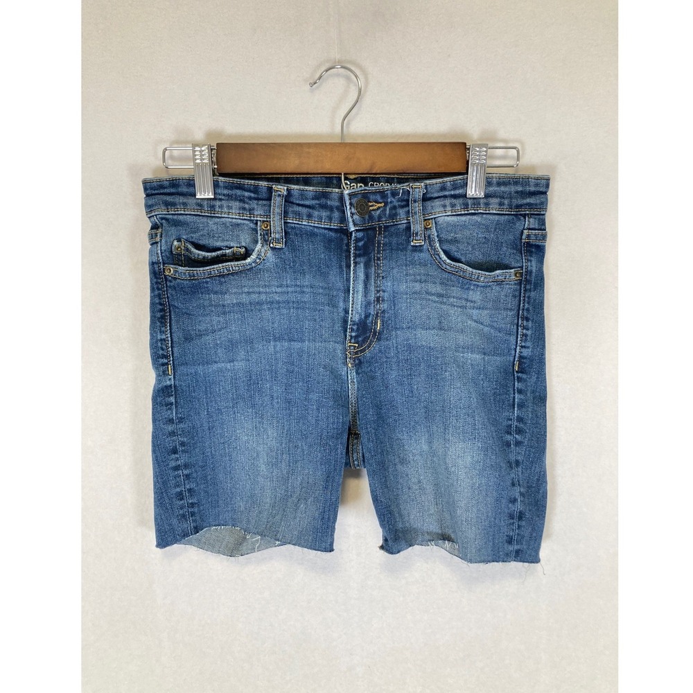 Boho Gap Women 6/28R Blue Crop Kick Raw Hem Denim Cutoff Shorts Medium Wash‎